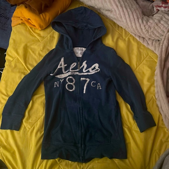 Aéropostale Navy Blue Half-Sleeve Hoodie - Picture 1 of 4